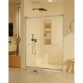 thumbnail image 1 of Sliding Glass Shower Door Frameless Shower Door in Stainless Steel 60" W x 76" H, Tempered Glass Shower Doors with Seal Strip Parts and Handle, Easy Sliding Showe Door (Black), 1 of 9