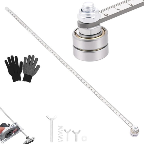 Sliding Guide for Circular Saw, Positioning Calipers for Precise Measurements & Easy Wood Cutting, Adjustable Circular Saw Guide Rail, Stainless Steel Rip Fence Edge Guide Layout Tool (Single-axis)