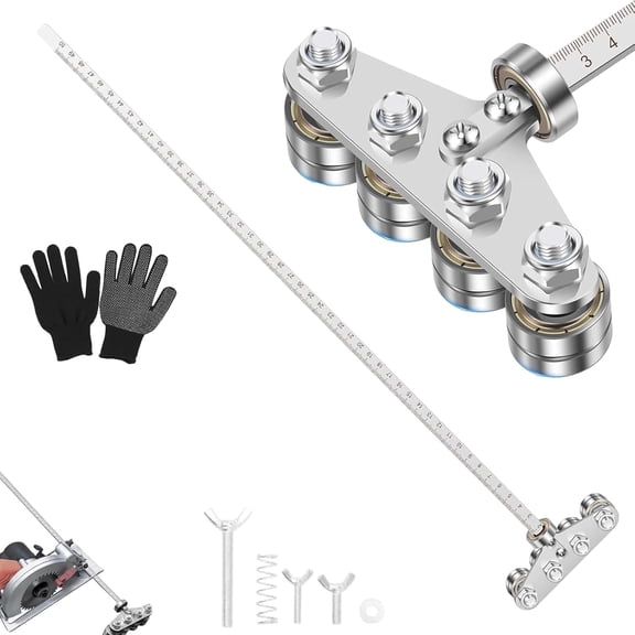 Sliding Guide for Circular Saw, Positioning Calipers for Precise Measurements & Easy Wood Cutting, Adjustable Circular Saw Guide Rail, Stainless Steel Rip Fence Edge Guide Layout Tool (Four-axis)