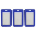 thumbnail image 1 of Sliding ID Badge Holder, Vertical Hard Plastic Case with Clear Window Blue Card Protector Pouch for Office ID Credit Cards Proximity Key Cards Driver’s Licenses and Passes, 3 Pack, 4.3x2.7", 1 of 2