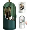 thumbnail image 1 of Sliding Lid Toothbrush Holder with Cover, Concealed Toothbrush Holder for Tooth Brush Makeup, 360 Rotating Dustproof Rotating Makeup Organizer for Vanity Desktop Bathroom Countertop(Green), 1 of 7