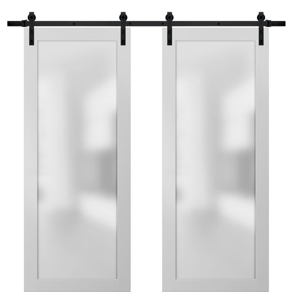 Sliding Lite Double Barn Frosted Glass Doors 48 x 80