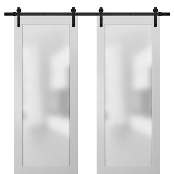 Sliding Lite Double Barn Frosted Glass Doors 56 x 84