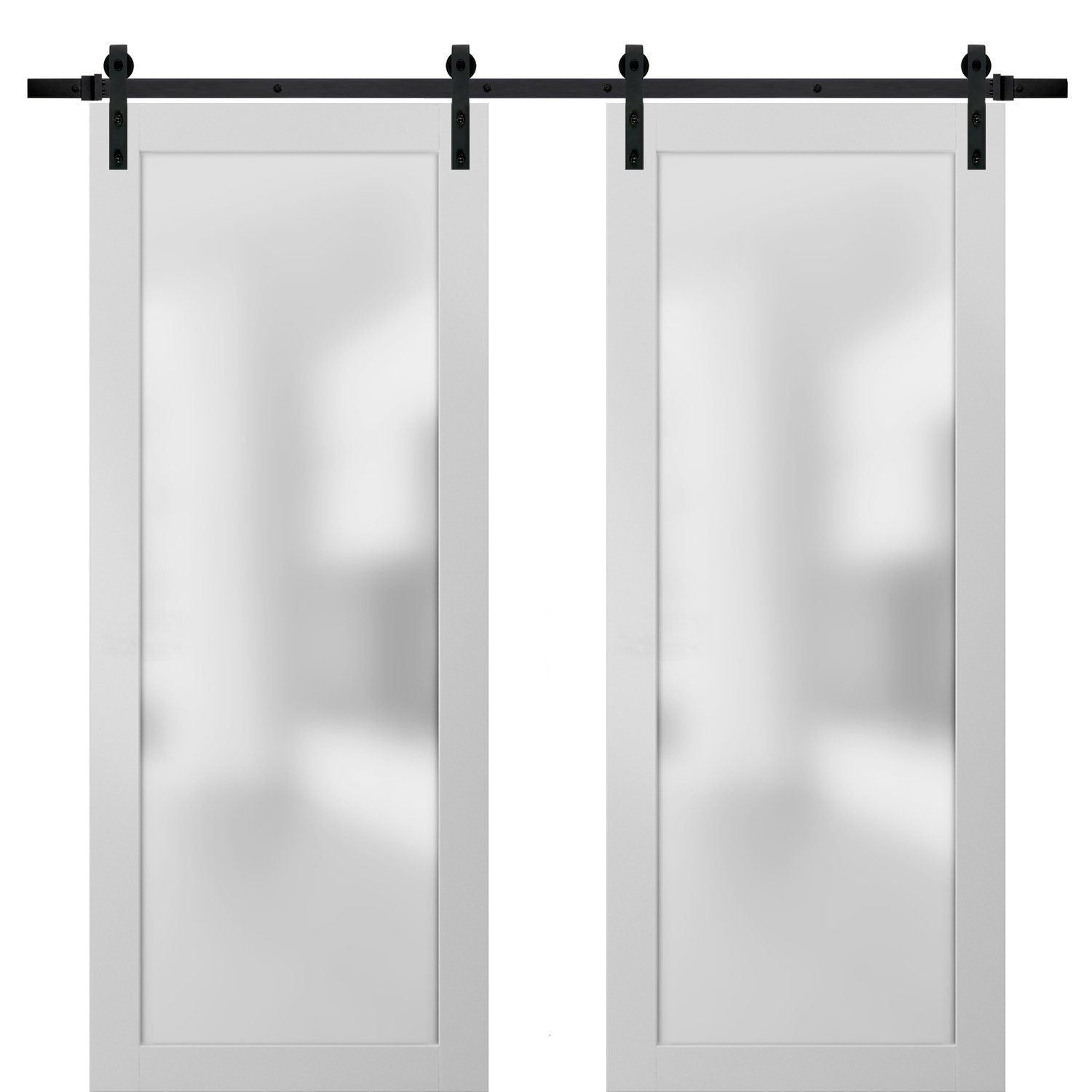 Twin Star Home 36" Wide Contemporary Sliding Barn Door with Frosted ...