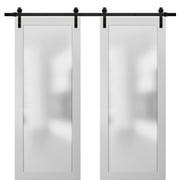 Sliding Lite Double Barn Frosted Glass Doors 72 x 84