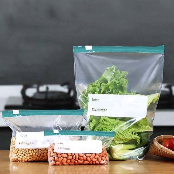 Sliding Lock Sealed Bag, Food Storage Bags, Airtight Refrigerator Freezer Zipper Bags for Vegetables Meals Snacks, 25 Count