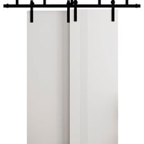 Sliding Modern Barn Bypass Doors 36 x 80 in - LUNO 1110 Arctic White - Modern 6.6ft Rails Hardware Set - Wood Solid Bedroom Wardrobe Doors