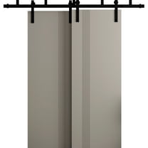 Sliding Modern Barn Bypass Doors 36 x 80 in - LUNO 1110 Dove Grey - Modern 6.6ft Rails Hardware Set - Wood Solid Bedroom Wardrobe Doors