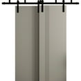 thumbnail image 1 of Sliding Modern Barn Bypass Doors 48 x 80 in - LUNO 1110 Dove Grey - Modern 6.6ft Rails Hardware Set - Wood Solid Bedroom Wardrobe Doors, 1 of 5