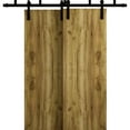 thumbnail image 1 of Sliding Modern Barn Bypass Doors 60 x 84 in - LUNO 1003 Antique Oak - Modern 6.6ft Rails Hardware Set - Wood Solid Bedroom Wardrobe Doors, 1 of 5