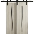 thumbnail image 1 of Sliding Modern Barn Bypass Doors 64 x 84 in - LUNO 2003 Oak - Modern 6.6ft Rails Hardware Set - Wood Solid Bedroom Wardrobe Doors, 1 of 5