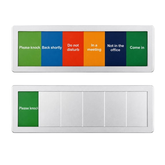 Sliding Office Status Sign, 6-State Office Door Status Indicator with Adjustable Message Display, Meeting Room Privacy Sign, Workspace Indicative Board for Office, Conference Room and Studio