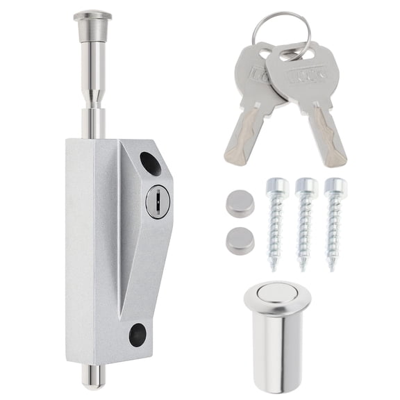 Sliding Patio Door Lock Keyed, Spring Loaded Sliding Door Latch Locks with 2 Keys for Home Security Window Glass Patio Doors Gates Fences Garage Barn Double Door