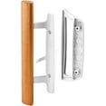 thumbnail image 1 of Sliding Patio Glass Door Handle Set Replacement – Diecast with Wood Finish Mortise Style, Fits 3-15/16 In. Hole Spacing, 1 of 7