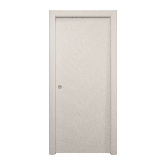 Sliding Pocket Door 18 x 84 inches | Ego 5005 Painted White Oak | Kit Rail Hardware | Solid Wood Interior Bedroom Modern Doors