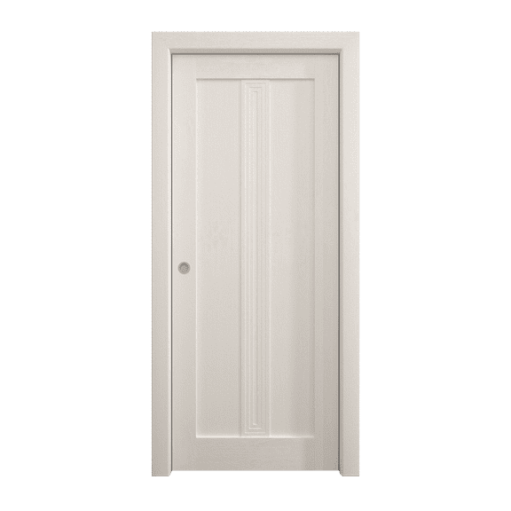 Sliding Pocket Door 18 x 84 inches | Ego 5006 Painted White Oak | Kit Rail Hardware | Solid Wood Interior Bedroom Modern Doors