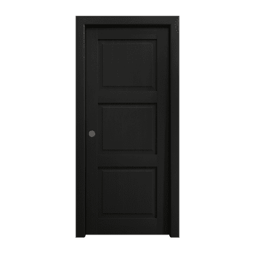 Sliding Pocket Door 18 x 84 inches | Ego 5010 Painted Black Oak | Kit Rail Hardware | Solid Wood Interior Bedroom Modern Doors