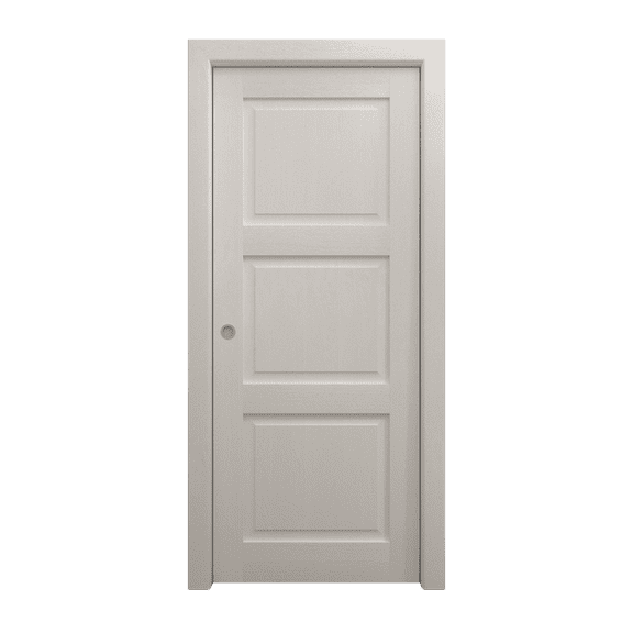 Sliding Pocket Door 18 x 84 inches | Ego 5010 Painted White Oak | Kit Rail Hardware | Solid Wood Interior Bedroom Modern Doors