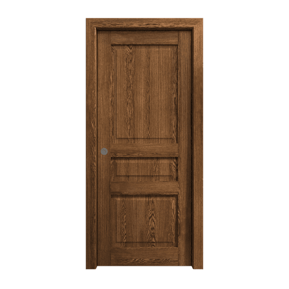 Sliding Pocket Door 18 x 84 inches | Ego 5012 Cognac Oak | Kit Rail Hardware | Solid Wood Interior Bedroom Modern Doors