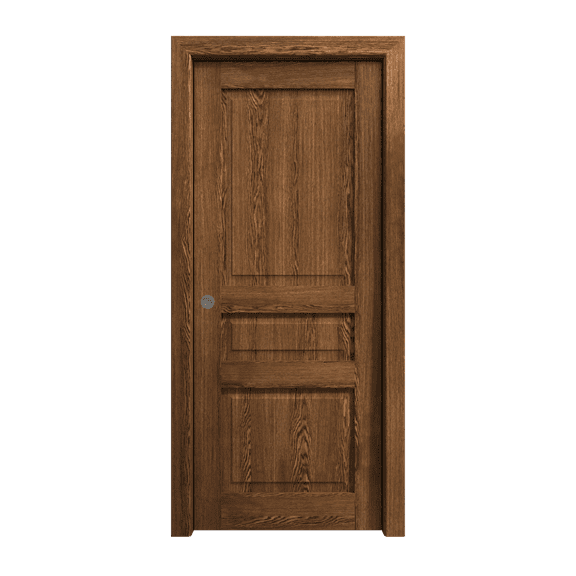 Sliding Pocket Door 18 x 84 inches | Ego 5012 Cognac Oak | Kit Rail Hardware | Solid Wood Interior Bedroom Modern Doors