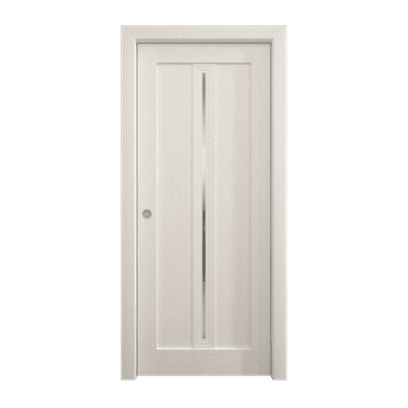Sliding Pocket Door 18 x 84 inches | Ego 5014 Painted White Oak | Kit Rail Hardware | Solid Wood Interior Bedroom Modern Doors