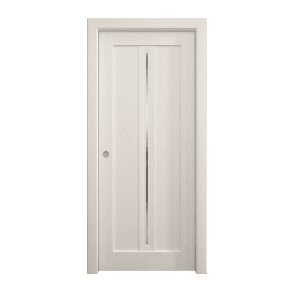 Sliding Pocket Door 18 x 96 inches | Ego 5014 Painted White Oak | Kit Rail Hardware | Solid Wood Interior Bedroom Modern Doors