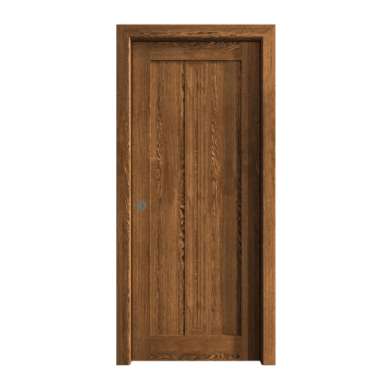 Sliding Pocket Door 24 x 80 inches | Ego 5006 Cognac Oak | Kit Rail Hardware | Solid Wood Interior Bedroom Modern Doors