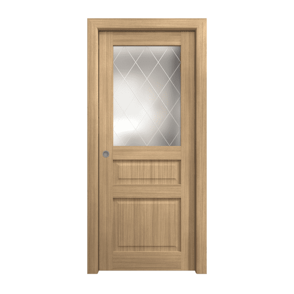 Sliding Pocket Door 24 x 84 inches | Ego 5011 Natural Oak | Kit Rail Hardware | Solid Wood Interior Bedroom Modern Doors