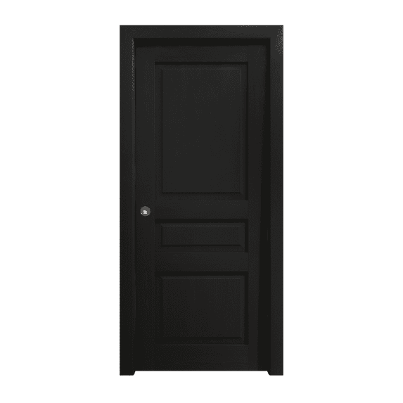 Sliding Pocket Door 24 x 84 inches | Ego 5012 Painted Black Oak | Kit Rail Hardware | Solid Wood Interior Bedroom Modern Doors