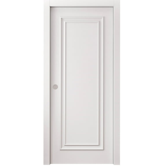 Sliding Pocket Door 24 x 96 inches | CLASSIC 1189 White Enamel | Kit Rail Hardware | Solid Wood Interior Bedroom Doors