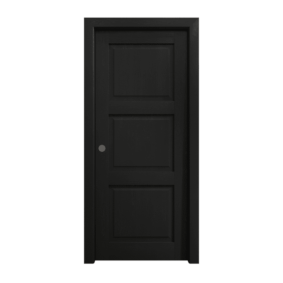 Sliding Pocket Door 28 x 80 inches | Ego 5010 Painted Black Oak | Kit Rail Hardware | Solid Wood Interior Bedroom Modern Doors