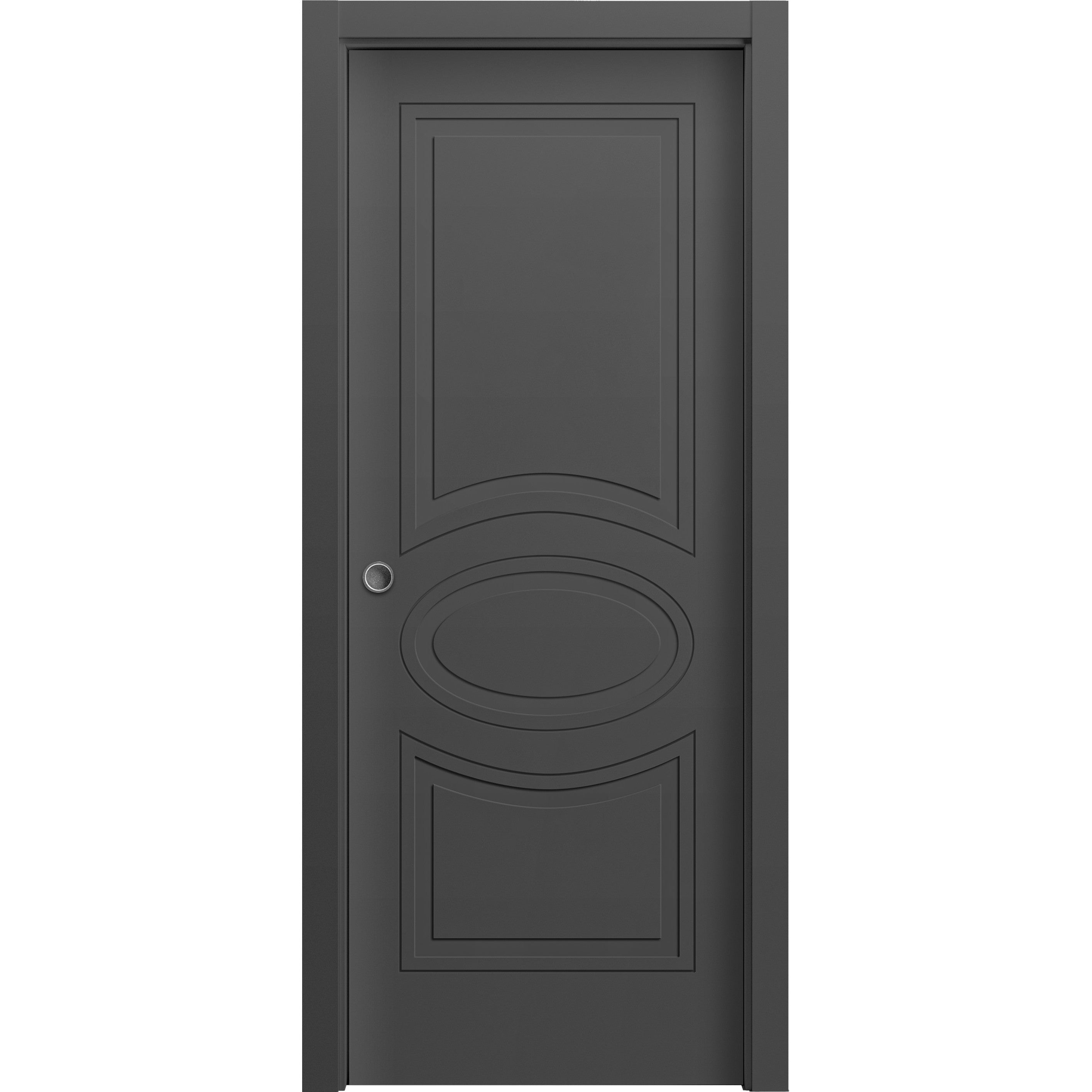Sliding Pocket Door 28 x 80 inches / Mela 7001 Painted Black / Kit Rail