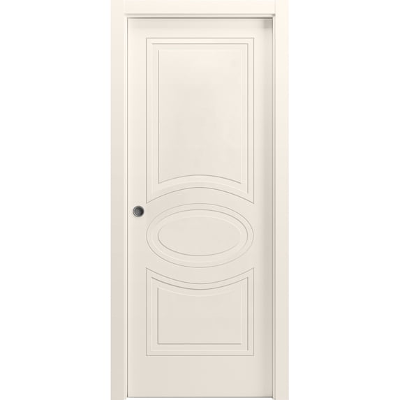 Sliding Pocket Door 28 x 80 inches / Mela 7001 Painted Creamy / Kit Rail Hardware / MDF Interior Bedroom Modern Doors
