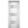 thumbnail image 1 of Sliding Pocket Door 28 x 80 inches with Opaque Glass / Sete 6003 White Silk / Kit Rail Hardware / MDF Interior Bedroom Modern Doors, 1 of 4
