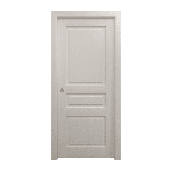 Sliding Pocket Door 28 x 84 inches | Ego 5012 Painted White Oak | Kit Rail Hardware | Solid Wood Interior Bedroom Modern Doors