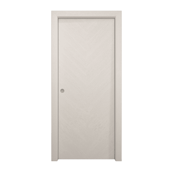 Sliding Pocket Door 30 x 80 inches | Ego 5005 Painted White Oak | Kit Rail Hardware | Solid Wood Interior Bedroom Modern Doors