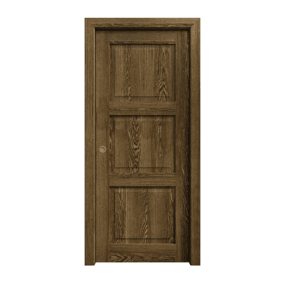 Sliding Pocket Door 30 x 80 inches | Ego 5010 Marble Oak | Kit Rail Hardware | Solid Wood Interior Bedroom Modern Doors