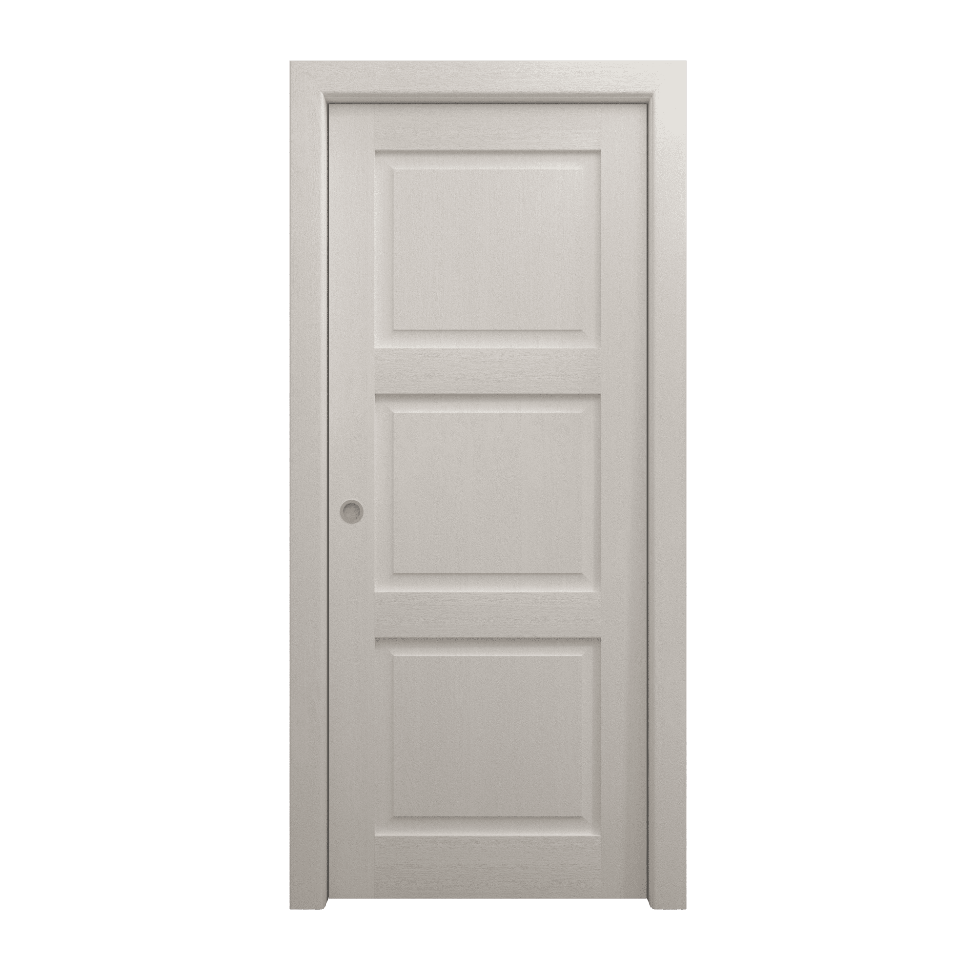 Sliding Pocket Door 30 x 80 inches | Ego 5010 Painted White Oak | Kit Rail Hardware | Solid Wood Interior Bedroom Modern Doors