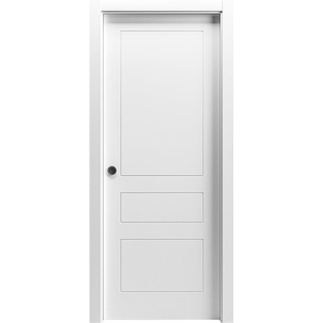 Sliding Pocket Door 30 x 80 inches / Mela 0733 Painted White / Kit Rail