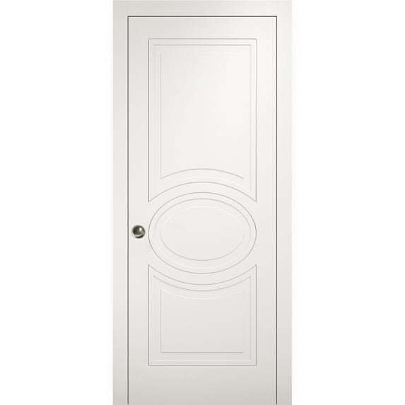 Sliding Pocket Door 30 x 80 inches / Mela 7001 Matte White / Kit Rail Hardware / MDF Interior Bedroom Modern Doors