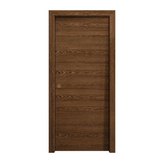 Sliding Pocket Door 30 x 84 inches | Ego 5000 Cognac Oak | Kit Rail Hardware | Solid Wood Interior Bedroom Modern Doors