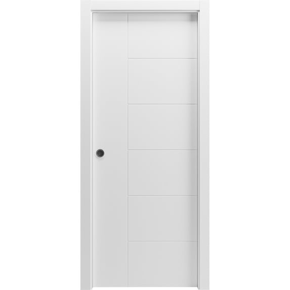 Sliding Pocket Door 30 x 96 inches / Mela 0716 Painted White / Kit Rail Hardware / MDF Interior Bedroom Modern Doors