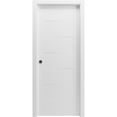 thumbnail image 1 of Sliding Pocket Door 30 x 96 inches / Mela 0755 Painted White / Kit Rail Hardware / MDF Interior Bedroom Modern Doors, 1 of 4