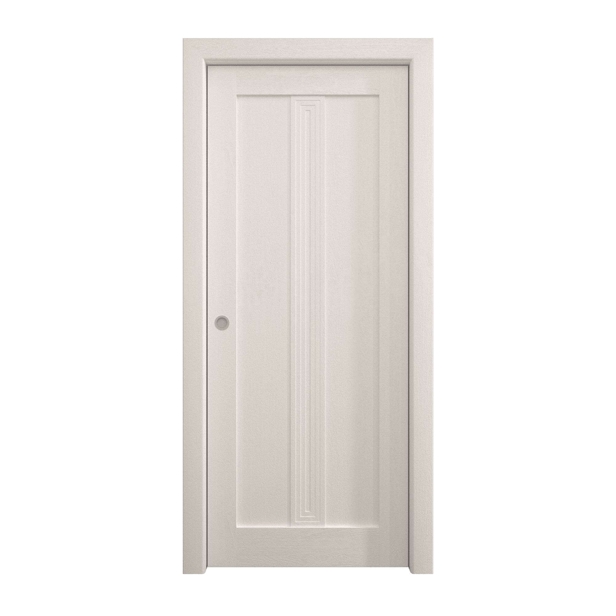 32 X 80 Sliding Pocket Door Kit - 5-Panel Frosted Glass Soft Close Interior Door With Frame, White Primed