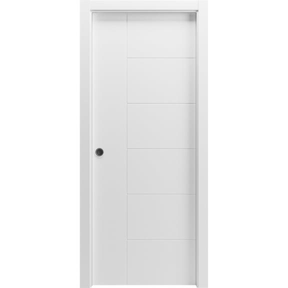 Sliding Pocket Door 32 x 80 inches / Mela 0716 Painted White / Kit Rail Hardware / MDF Interior Bedroom Modern Doors