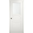 thumbnail image 1 of Sliding Pocket Door 32 x 80 inches with Opaque Glass / Mela 7012 Matte White / Kit Rail Hardware / MDF Interior Bedroom Modern Doors, 1 of 3