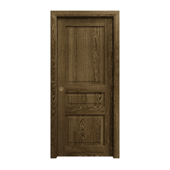 Sliding Pocket Door 32 x 84 inches | Ego 5012 Marble Oak | Kit Rail Hardware | Solid Wood Interior Bedroom Modern Doors