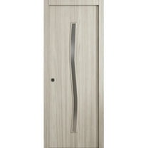 Sliding Pocket Door 36 x 80 in - LUNO 2003 Oak - Kit Rail Hardware - Solid Wood Interior Bedroom Modern Doors