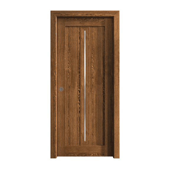 Sliding Pocket Door 36 x 80 inches | Ego 5014 Cognac Oak | Kit Rail Hardware | Solid Wood Interior Bedroom Modern Doors