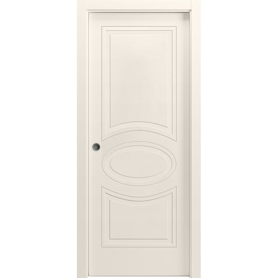 Sliding Pocket Door 36 x 84 inches / Mela 7001 Painted Creamy / Kit Rail Hardware / MDF Interior Bedroom Modern Doors